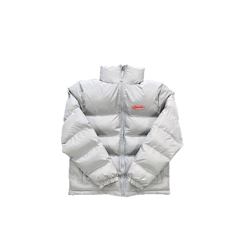 Trapstar Hyper Drive Puffer Jacket - Light Grey Red